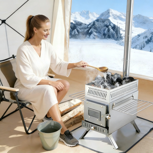 Poêle extérieur robuste à <span class=keywords><strong>bois</strong></span>, poêle à <span class=keywords><strong>bois</strong></span> portable en acier inoxydable pour tente de sauna, idéal pour le camping - Product Image 2