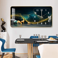 Horloge murale moderne pour la décoration de restaurant, affiches abstraites encadrées, impressions de luxe, peinture sur porcelaine de cristal