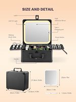 Boîte à maquillage en aluminium avec miroir magnétique détachable éclairé par LED Boîte de train cosmétique de voyage avec séparateurs réglables