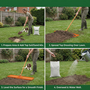 Niveau <span class=keywords><strong>de</strong></span> pelouse JH-Mech - Râteau à 3 parties avec manche réglable et extrémité courbée, durable, orange, en <span class=keywords><strong>acier</strong></span> robuste pour <span class=keywords><strong>jardin</strong></span> - Product Image 4