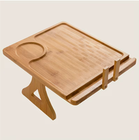 Table d'appoint pliable moderne en bambou avec support de téléphone, finition laquée, pour salon, table à manger et rangement de vaisselle