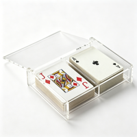 Boîte de rangement transparente de luxe en acrylique sur mesure pour cartes à jouer, organisateur de cartes de poker, étui anti-poussière avec couvercle, double jeu