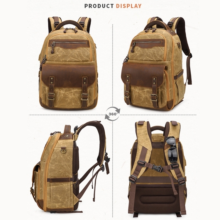 K813 Retro SLR Camera Bag – Canvas Shoulder Camera & Computer Bag in Blue - View 3