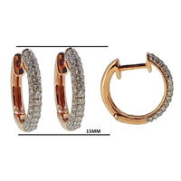 Pendientes de Aro con Pavé de Diamantes Naturales en Oro Rosa de 18K, Joyería Fina de Lujo, Pendientes Huggie con Cierre a Presión, OEM