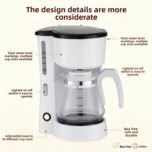Cafetera Pequeña de Goteo para 5 Tazas, Jarra de Plástico con Apagado Automático, Diseño Retro Compacto para Uso Doméstico - Product Image 3