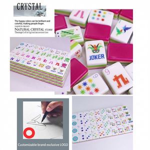 Juego de Mahjong Americano de Lujo, Diseño Moderno y Creativo, 4 Capas, 160 Piezas, Color Rojo Rosa, Acrílico Premium Grabado, con Bolsa y Soportes, Venta al Por Mayor - Product Image 3