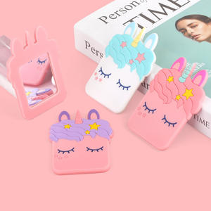 Cermin rias genggam PVC silikon lembut desain hewan kartun lucu cermin saku cermin rias kompak hadiah promosi untuk bisnis pribadi - Product Image 2