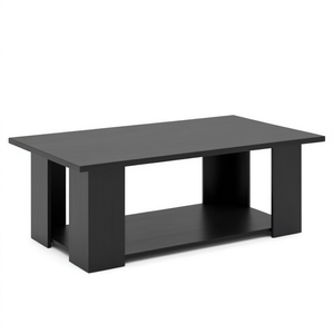 Tavolino da Caffè Moderno in Legno, 41 Pollici, 2 Ripiani, Nero, con Vano Portaoggetti, Arredamento per Soggiorno - Product Image 1