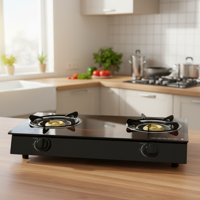 New Gas Stove Black Home Cooking Safe Propane Gas Cooktop 2 Burners Kitchen Gas Burner