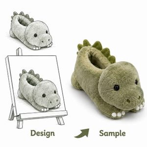 Pantofole Personalizzate a Forma di Dinosauro, Morbide Ciabatte Imbottite a Forma di Animale per Promozione del Marchio, Basso MOQ, OEM ODM - Product Image 1
