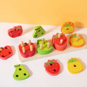 Nouvel Arrivage Personnalisé Certifié CPC CE : Jeu de Pêche et Empileur 2-en-1 en Bois pour Enfants, Thème Fruits Colorés et Adorables - Product Image 5