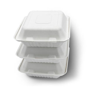 Boîte de canne à sucre biodégradable jetable 100% naturelle compostable conteneur alimentaire en bagasse à clapet - Product Image 4