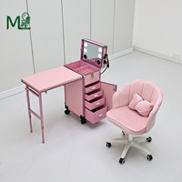 Table de manucure de luxe avec station pliable pour boîte à maquillage Bluetooth et rangement