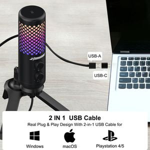 Micrófono condensador de grabación profesional RGB para videojuegos, para Youtube, Tiktok, <span class=keywords><strong>Twitch</strong></span>, transmisión en vivo - Product Image 5