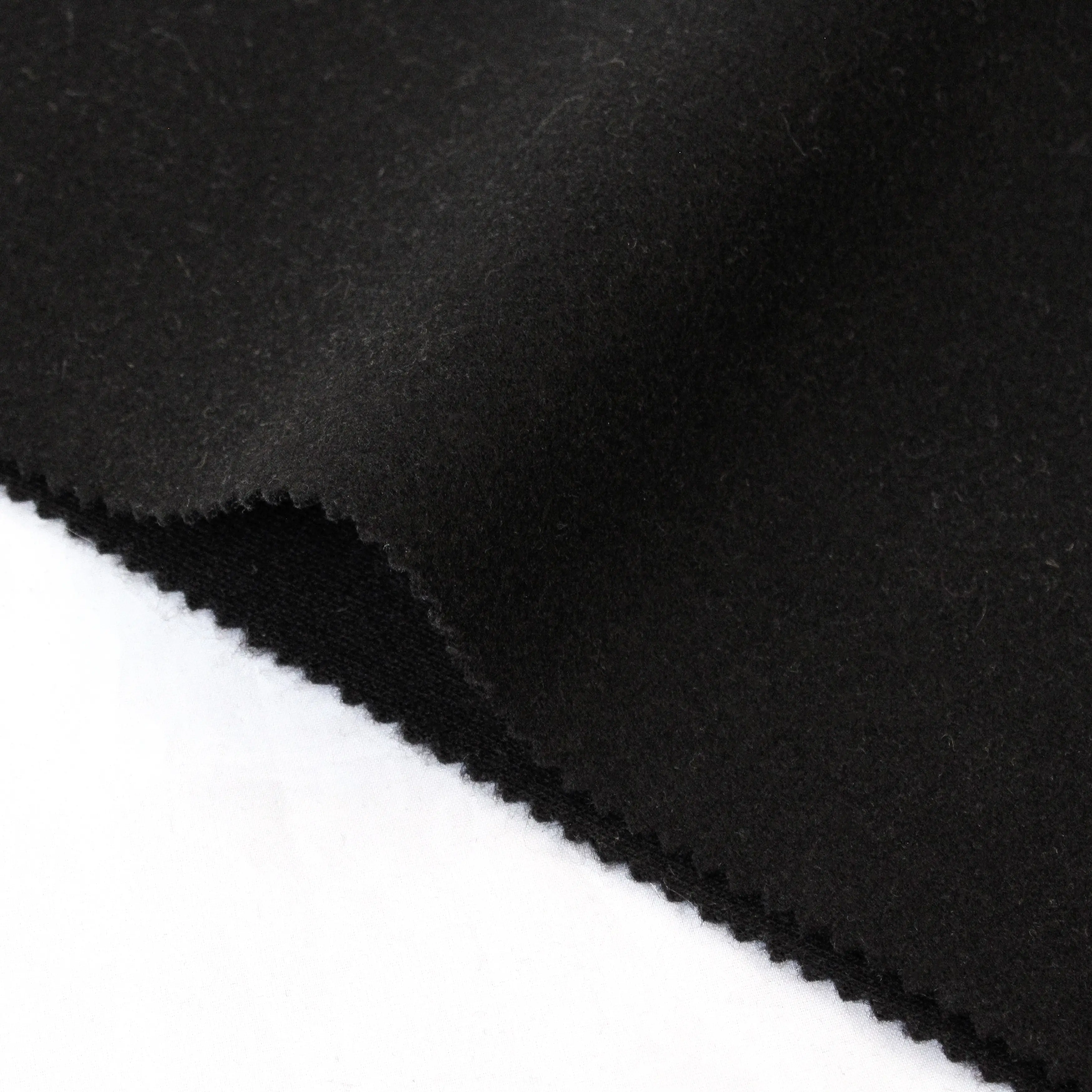 स्टॉक में कपड़ा निर्माण सस्ती कीमत पर शुद्ध काला 370 जीएसएम 90% पॉलिएस्टर बुना हुआ कपड़ा सूट कोट जैकेट हुडीज़ के लिए