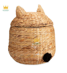 Vietnam Export Wholesale Cute Cat Water Hyacinth Animal Storage <b>Basket</b> <b>Laundry</b> <b>Basket</b> Baby Room Decoration - Product Image 6
