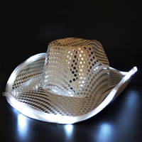 Cappelli da cowboy a LED luminosi e multicolori con paillettes lampeggianti forniti per molte occasioni