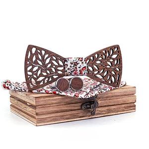 Cổ điển handmade Mens gỗ BOW TIE với phù hợp với túi vuông và người đàn ông của Khuy măng sét thiết lập tc260010 - Product Image 2