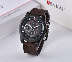 de los hombres <span class=keywords><strong>reloj</strong></span> de pulsera correa de cuero logotipo personalizado <span class=keywords><strong>reloj</strong></span> de cuero de aleación de cuarzo OEM relojes de pulse - Product Image 4