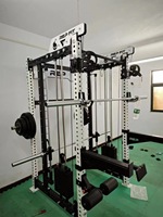 Máquina Smith Comercial Multifuncional 3 en 1 con Rack de Potencia y Cable Crossover, Pila de Pesas de Acero de 140 kg para Gimnasio, Fitness y Culturismo