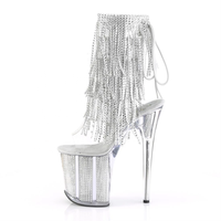 Bottines à lacets respirantes à talon fin et bout haut pour femme, avec fausse fourrure de diamant et pompon, 8 pouces (20 cm), pour l'automne et l'hiver, rehaussant la taille