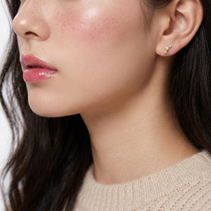 Joyería Fina de Alta Calidad al por Mayor, Pendiente Individual de Oro Sólido de 14K con Diamante Natural de Corte Rosa, Joyería para Mujer para Uso Diario - Product Image 5