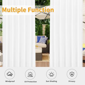 <span class=keywords><strong>Cortinas</strong></span> de Patio <span class=keywords><strong>para</strong></span> exteriores, 54W X 84L pulgadas, lengüeta desmontable blanca, cortina inferior superior, cabaña resistente a la intemperie a prueba de viento <span class=keywords><strong>para</strong></span> <span class=keywords><strong>porche</strong></span> - Product Image 5