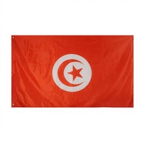 Drapeau de la Tunisie en polyester à impression numérique, écologique, style fanion, 90x150cm, avec deux œillets, pour clubs sportifs - Vente en gros, promotion exceptionnelle