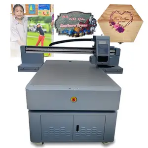 เครื่องพิมพ์ดิจิทัลแบบแท่นสำหรับแผงไม้เครื่องพิมพ์พื้นหลังขวดทรงกลมขนาด1015 A0 3หัวกลมกันแสงยูวี DTF