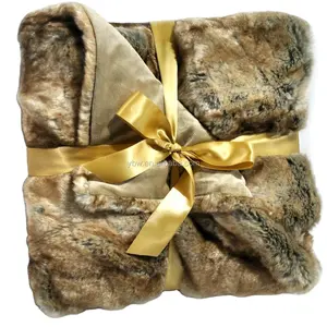 Роскошное Одеяло из искусственного меха оверсайз с плюшевым бархатным покрытием обратной лисы или серой норки