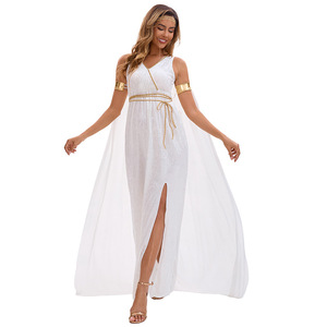 Costume de déesse grecque, robe blanche pour femmes, thème de la mythologie grecque antique, Athéna, déguisement d'Halloween - Product Image 1