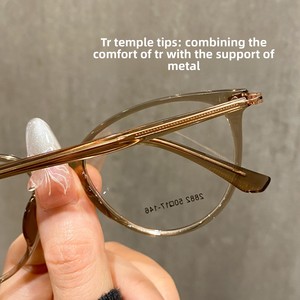 <span class=keywords><strong>Lunettes</strong></span> Rétro <span class=keywords><strong>Papillon</strong></span> Œil de Chat Transparentes Marron X2882W Effet Amincissant Maquillage Myopie Monture Complète Femme Forme de <span class=keywords><strong>Visage</strong></span> Rapide - Product Image 3
