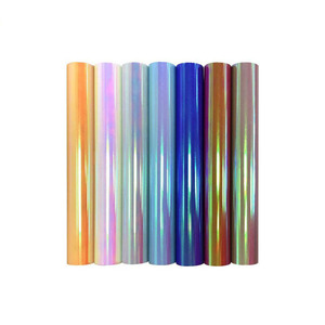 Vente en gros de rouleaux de vinyle de transfert de chaleur holographique PET à couleur changeante en <span class=keywords><strong>PVC</strong></span> PU pour vêtements chaussures tissus haute température - Product Image 1