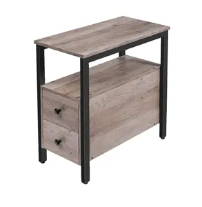 CTG-007 Tables with drawers and open storage shelves nightstands for small spaces wood look accent furniture