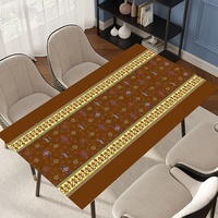 Nappe de table imprimée RNPT en PVC marron à bordure florale, rectangulaire, décorative, pour restaurant, hôtel, banquet