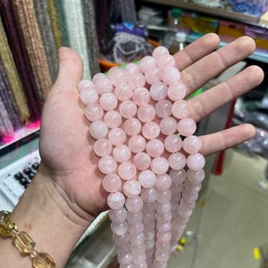 Perles rondes lisses en quartz rose de <span class=keywords><strong>Madagascar</strong></span> violet, taille 6, 8, 10 mm, perles de pierres énergétiques pour bracelet et collier - Product Image 3