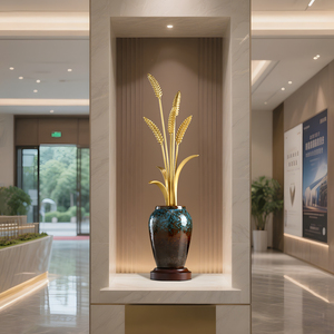Adorno de Espiga de Trigo de Latón, Tallos Dorados, Florero, Decoración de Lujo para el Hogar, para Sala de Estar, Entrada, Regalo de Inauguración de Casa - Product Image 4
