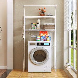 2-परत वाशिंग मशीन अलमारियों घरेलू भंडारण रैक बहुक्रियाशील अंतरिक्ष-बचत मुक्त बाथरूम कपड़े धोने वाले कमरे उपकरण - Product Image 4