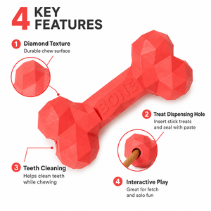 Juguete Masticable para Perros de Goma Natural con Forma de Hueso de Diamante, con Función de Dispensador de Comida, Sabor <span class=keywords><strong>Vallina</strong></span>, para Uso en Interiores, Todos los Tamaños - Product Image 2