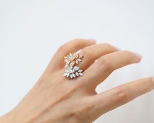 แหวนเกล็ดหิมะ ทอง 14K เพชร เครื่องประดับขายส่ง ผู้ผลิตเครื่องประดับชั้นดี แหวนดีไซน์เกล็ดหิมะแบบกำหนดเอง ผู้ผลิต OEM ODM - Product Image 1