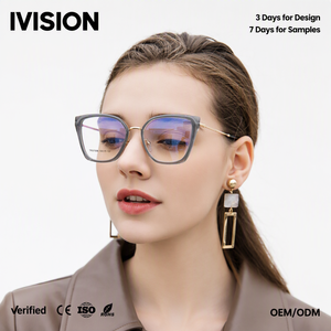 Monture de lunettes œil-de-chat tendance en TR90 pour hommes et femmes, verres optiques anti-lumière bleue, rétro, prêts pour la prescription, vente en gros - Product Image 1