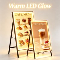 Boîte lumineuse publicitaire haut de gamme en forme de A, support de menu LED double face pour restaurant, café, restauration rapide, panneau d'affichage