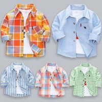 Nouveau manteau à manches longues en coton rayé pour bébés garçons et filles, printemps-automne 2019, 1-7 ans, chemise à carreaux pour enfants