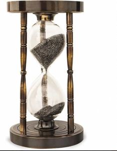 Nautical Brass Hourglass Sand <b>Timer</b> With Grey Sand Gifts for Dads Men Women Christmas Decor Home and Office Decor - Product Image 1
