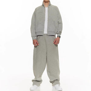 Survêtement d'hiver décontracté surdimensionné respirant et écologique de haute qualité avec fermeture éclair, tissu gris confortable, sweat-shirt technique pour homme - Product Image 6