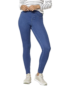 Jeggings pour femmes à taille mi-haute avec poches, extensibles, décontractés, doux, grandes tailles, en jean denim, personnalisables OEM - Product Image 1