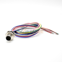 Connecteur M12 8 broches A-codé mâle à montage arrière avec câble 24AWG