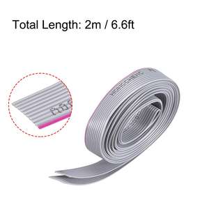 Cable plano Uxcell de 10 pines, paso de 1,27 mm, 2 m, gris, para conexión Jtag Isp - Product Image 2