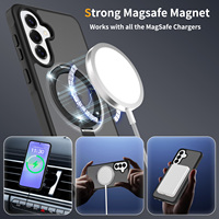 Étui de luxe magnétique pour téléphone portable avec support anneau et coque arrière douce au toucher effet peau pour Samsung A37 avec coussin d'air intégré