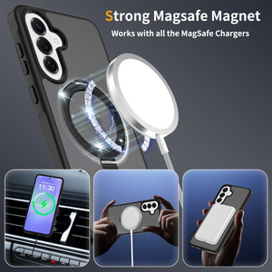 Étui de luxe magnétique pour téléphone portable avec support anneau et <span class=keywords><strong>coque</strong></span> arrière douce au toucher effet peau pour Samsung A37 avec coussin d'air intégré - Product Image 2